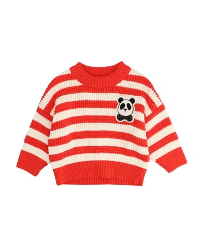 Mini Rodini Round Neck Long-sleeved Sweater In Red