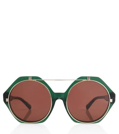 Mini Rodini Kids' Round Sunglasses In Green