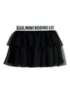 Mini Rodini Ruffled Logo Waistband Skirt In Black