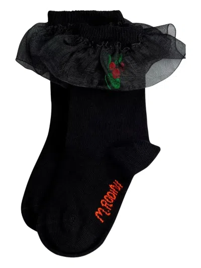 Mini Rodini Kids' Ruffled-trim Socks In Black