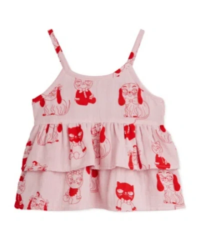 Mini Rodini Kids' Ruffled Vest In Pink