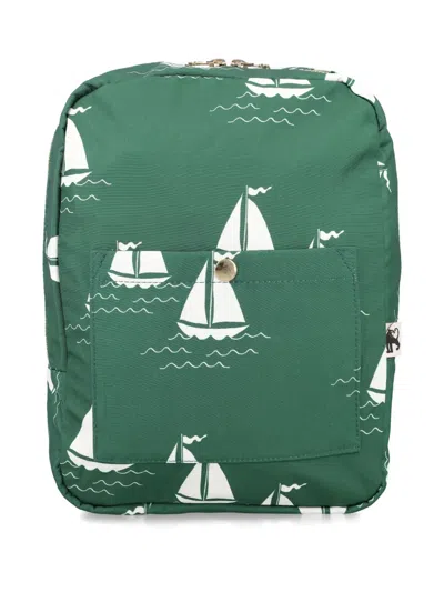 Mini Rodini Kids' Sailing Boats Backpack In Green