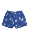 Mini Rodini Blue Shorts For Kids With Sailboats In Blu