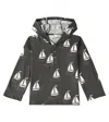 Mini Rodini Sailing Boats Printed Cotton Hoodie In Grey