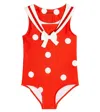 Mini Rodini Sailor Polka Dot Swimsuit In Red
