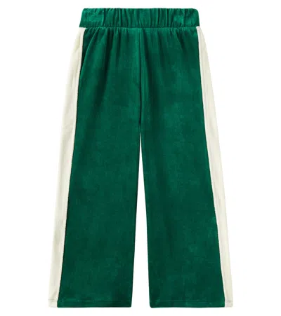 Mini Rodini Kids' Sailor Velour Cotton Sweatpants In Green