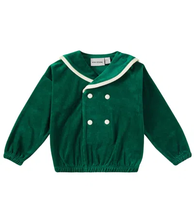 Mini Rodini Kids' Sailor Velour Cotton Sweatshirt In Green