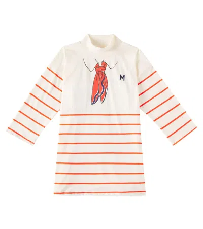 Mini Rodini Kids' Scarf-detail Cotton Dress In Ivory