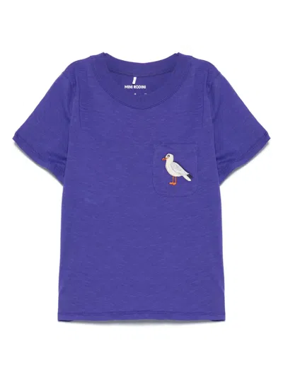 Mini Rodini Kids' Seagull-pocket T-shirt In パープル