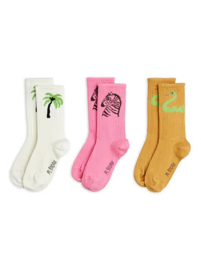 Mini Rodini Set 3 "zebra" Socks In Multi