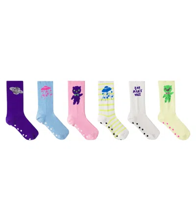 Mini Rodini Kids' Set Of 6 Cotton-blend Socks In Multi