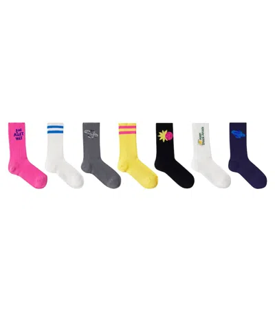 Mini Rodini Kids' Set Of 7 Cotton-blend Pairs Of Socks In Multi