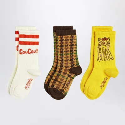 Mini Rodini Set With Three Cotton Socks In Multi