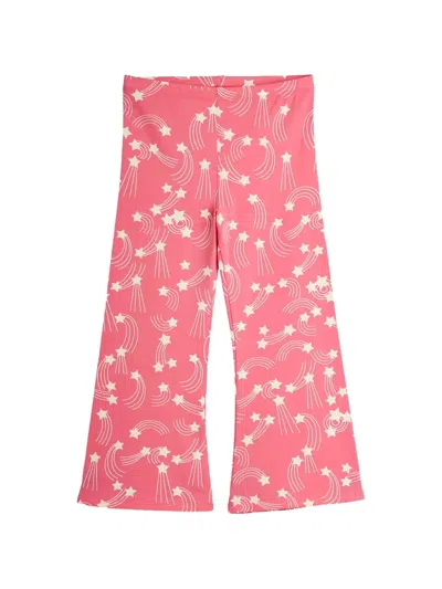 Mini Rodini Kids' Shooting-star-print Flared Trousers In Pink
