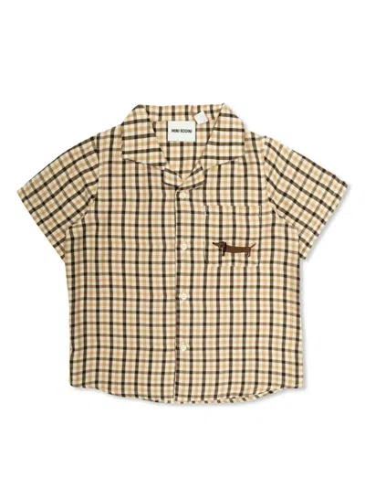 Mini Rodini Babies' Short Sleeve Shirt In Brown