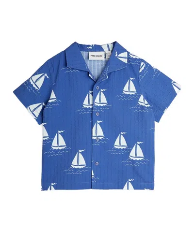 Mini Rodini Short-sleeved Shirt In Blue