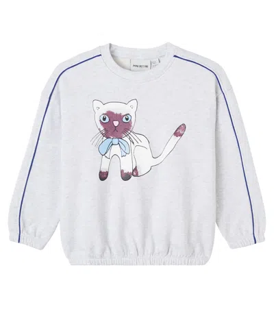 Mini Rodini Kids' Siamese Printed Cotton Sweatshirt In Gray