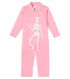 Mini Rodini Skeleton Printed Cotton Jumpsuit In Pink