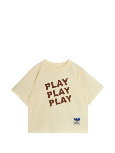 Mini Rodini Kids' Slogan-print Cotton T-shirt In Neutral