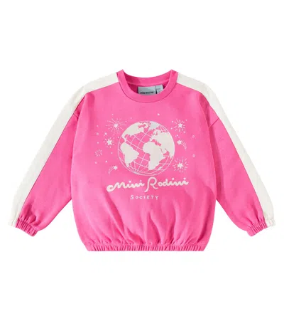 Mini Rodini Kids' Society Jersey Sweatshirt In Pink