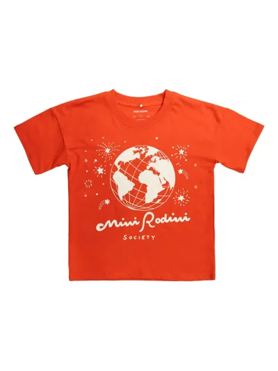 Mini Rodini Babies'  Society T-shirt In Brown