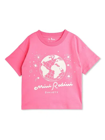 Mini Rodini Kids' Society T-shirt In Rosa