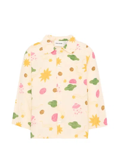 Mini Rodini Kids' Space Print Long-sleeved Shirt In Neutral