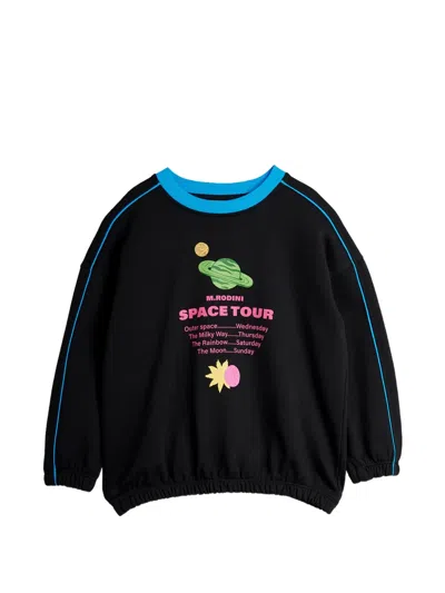 Mini Rodini Kids' Space Tour Graphic-print Sweater In Black