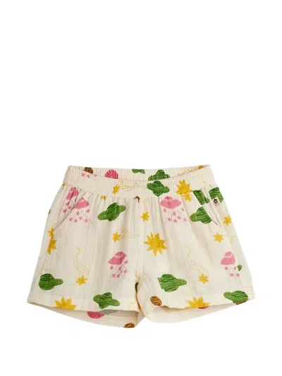 Mini Rodini Kids' Space-print Muslin Shorts In Neutrals