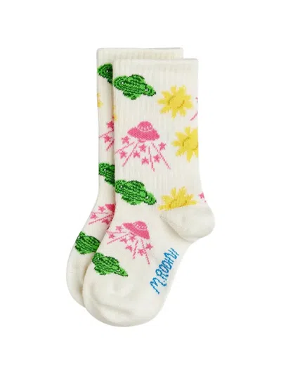 Mini Rodini Kids' Space-print Socks In White