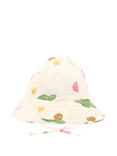 Mini Rodini Babies' Space-print Sun Hat In Neutral