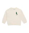 Mini Rodini Speckled Cotton Embroidered Sweater In Neutral