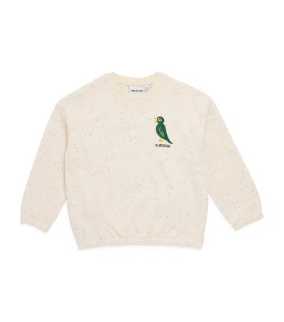 Mini Rodini Kids' Speckled Cotton Embroidered Sweater In Neutral