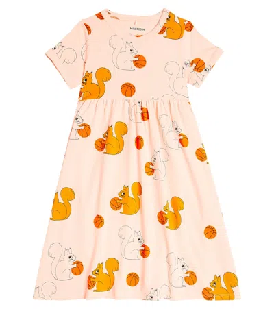 Mini Rodini Kids' Squirrels Cotton-blend Jersey Dress In Pink
