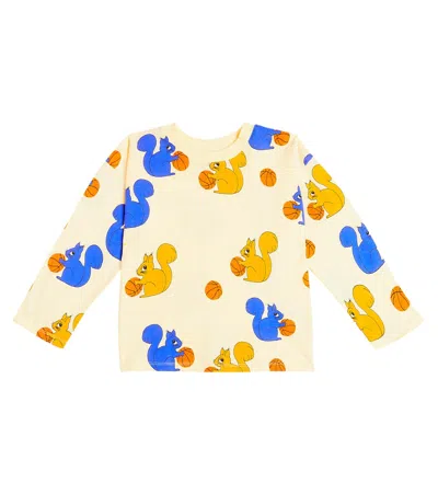 Mini Rodini Kids' Squirrels Cotton Jersey Top In Yellow