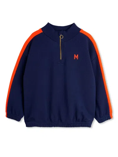 Mini Rodini Babies' Stand-up Collar Sweatshirt In Blue
