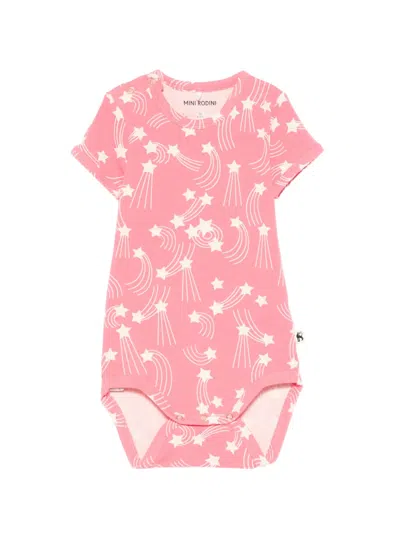 Mini Rodini Babies' Star Print Bodie In Pink