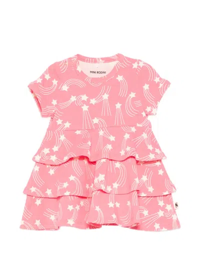 Mini Rodini Babies' Star Print Tiered Dress In Multi
