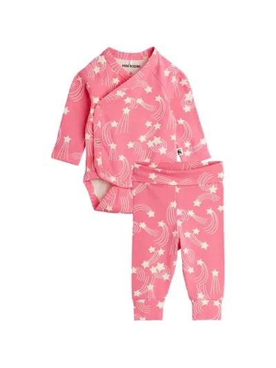 Mini Rodini Babies' Star-print Trousers Set In Pink
