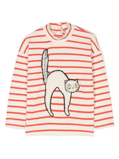 Mini Rodini Kids' Stripe-pattern Organic Cotton T-shirt In Neutrals