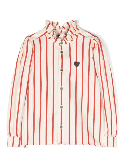 Mini Rodini Kids' Stripe-print Organic-cotton Shirt In Nude