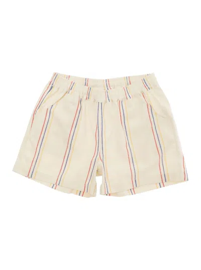 Mini Rodini Kids' Stripe Woven Shorts In White