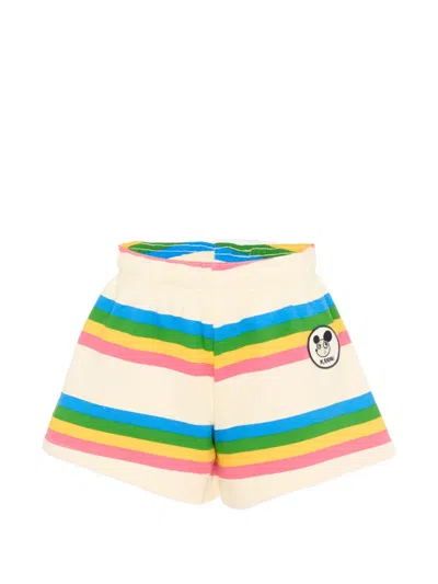 Mini Rodini Kids' Striped Appliqué Shorts In Neutral