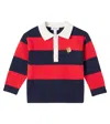 Mini Rodini Striped Cotton And Wool Polo Sweater In Multi