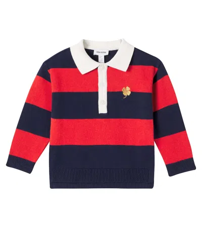 Mini Rodini Kids' Striped Cotton And Wool Polo Sweater In Multi