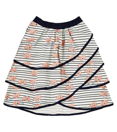 Mini Rodini Kids' Striped Cotton Skirt In Blue