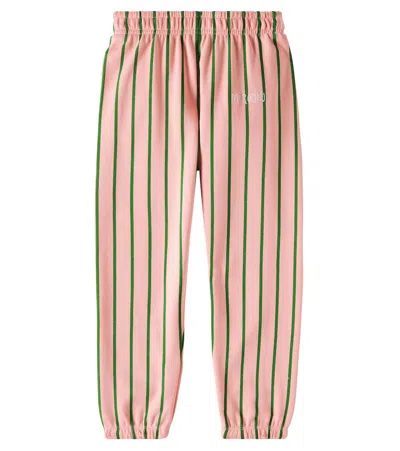 Mini Rodini Kids' Striped Cotton Sweatpants In Pink