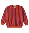 Mini Rodini Striped Cotton Sweatshirt In Red
