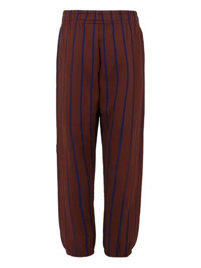 Mini Rodini Kids' Striped Cotton Trousers In Brown