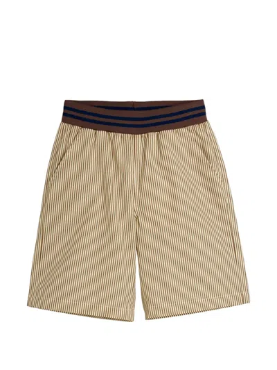 Mini Rodini Kids' Striped Elasticated-waist Shorts In Brown